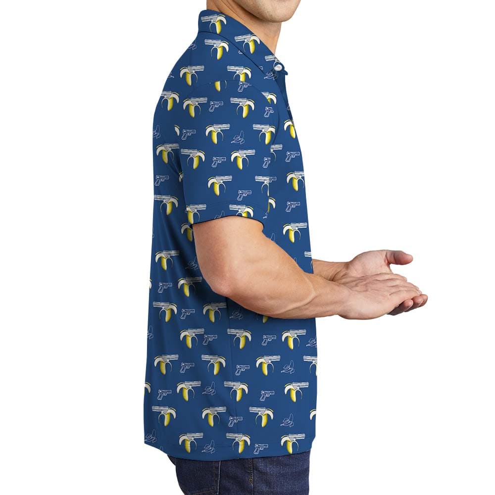 Banana Gun Blue Polo Shirt For Men4