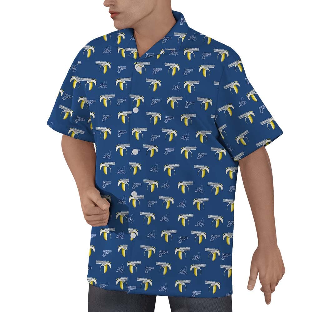 Banana Gun Button Up Hawaiian Shirt4