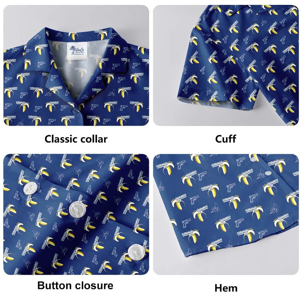 Banana Gun Button Up Hawaiian Shirt5