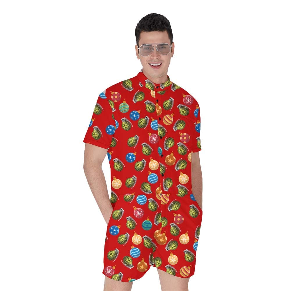 Grenade Christmas Balls Aloha Men's Romper