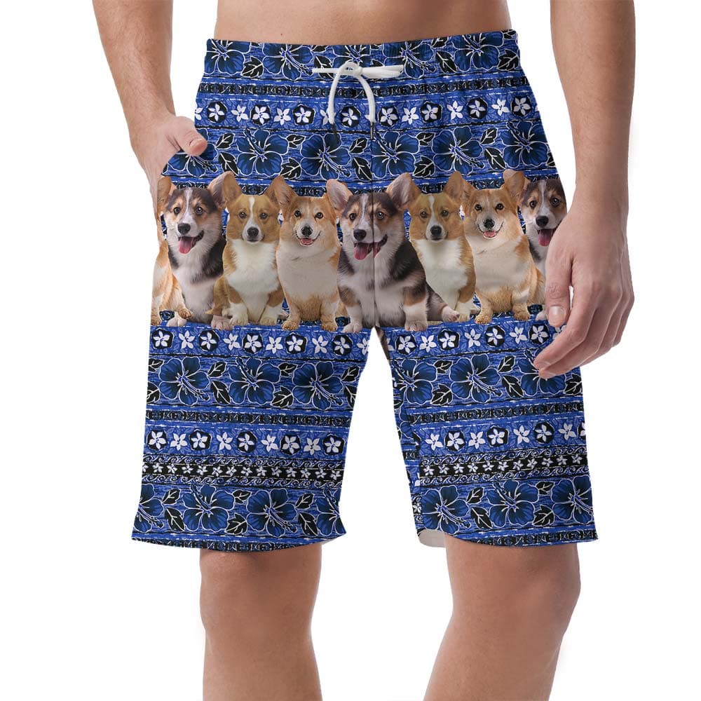Summer Corgi Matching Hawaiian Shorts Men