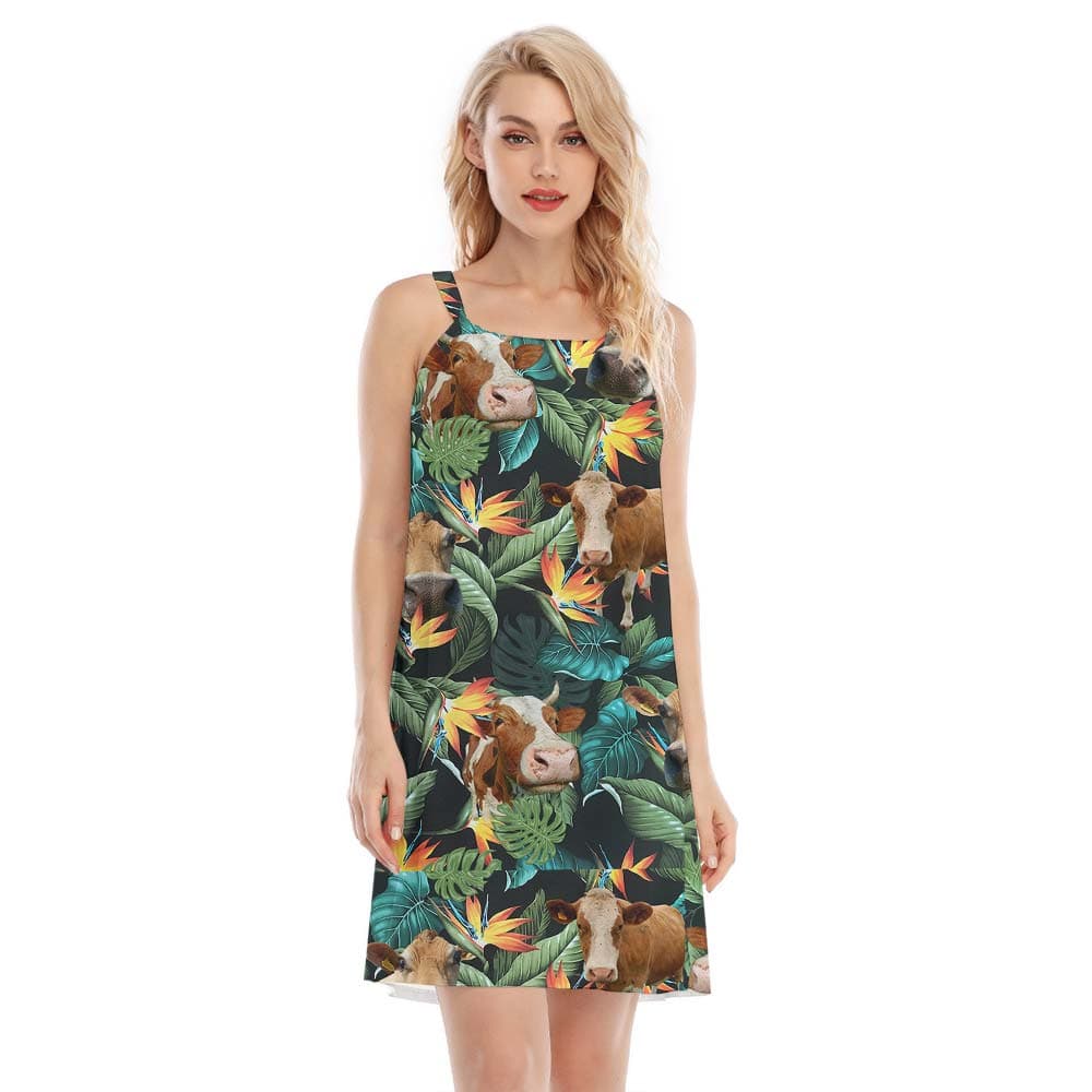 Cute Cow Print Hawaiian Cami Dress