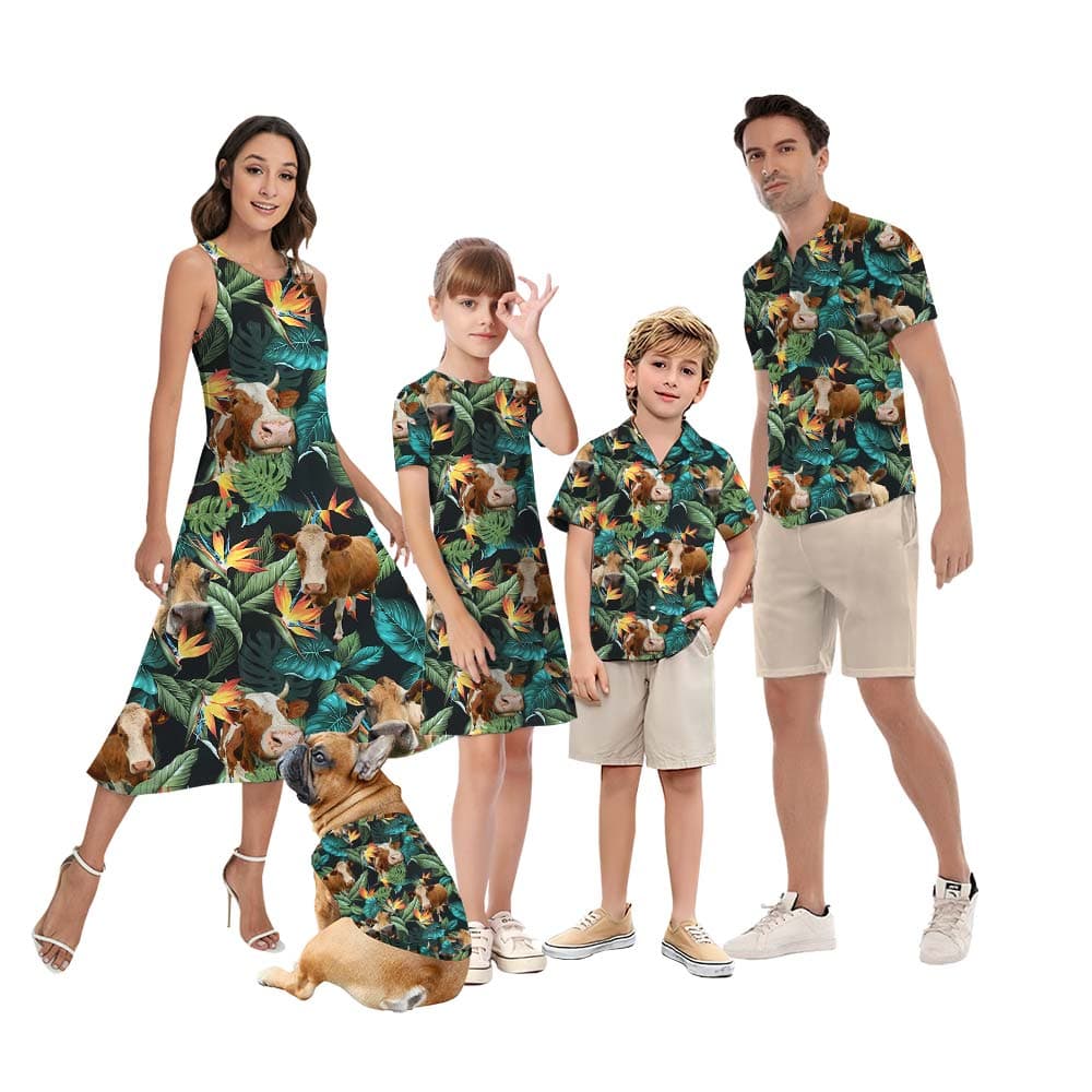 Family Matching Outfits With Cow Pattern