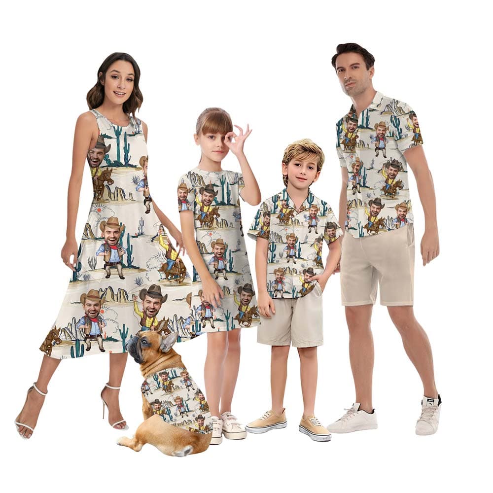 Cowboy Custom Face Matching Family Hawaiian Shirt
