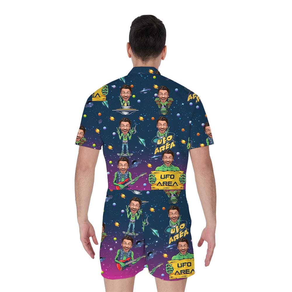Custom Face Alien UFO Men’s Romper2