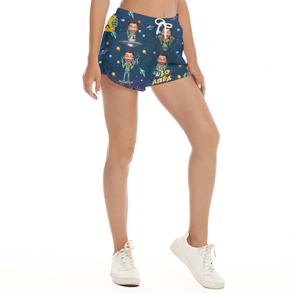 Custom Face UFO Alien Women Shorts2