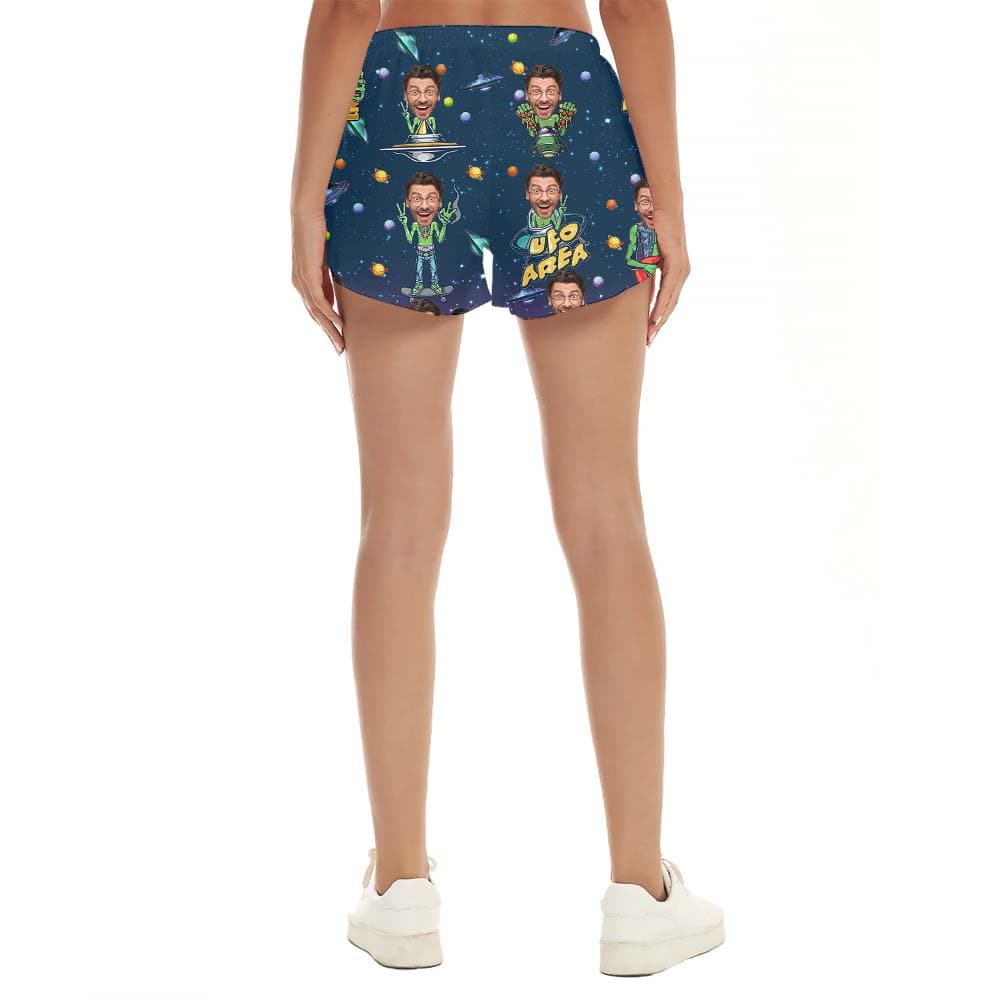 Custom Face UFO Alien Women Shorts4