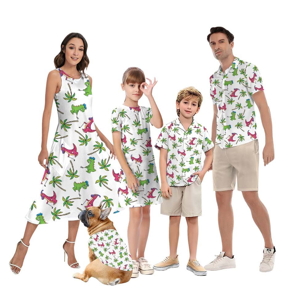 Cute Dinosaur Family Matching Hawaiian Outfits