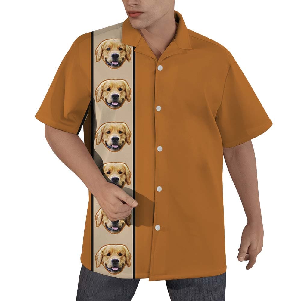Hawaiian Customized Dog Face Brown Shirts Men