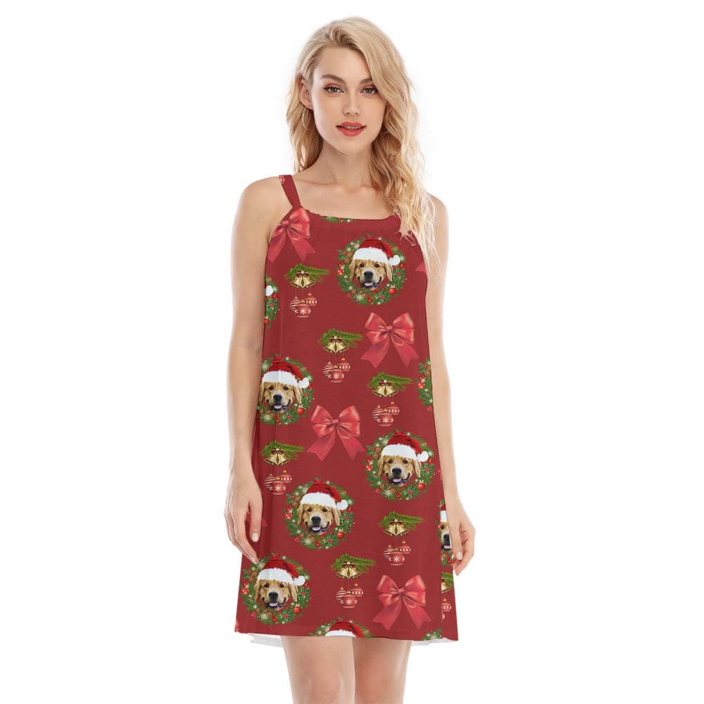 Personalized Dog Face Xmas Cami Dress