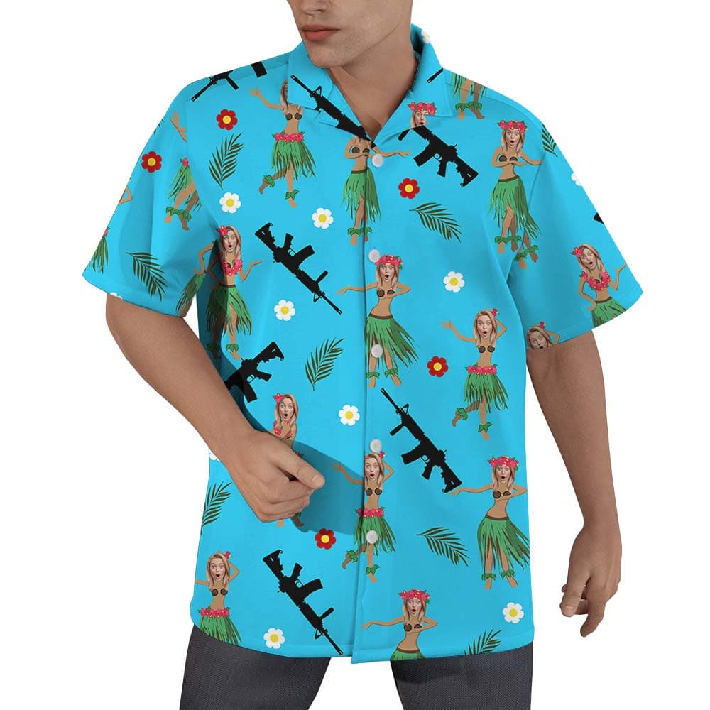 Personalized Hawaiian Gun Custom Face Shirts Men