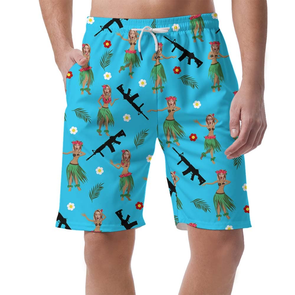 Hawaiian Face Tropical Gun Personalized Shorts Men