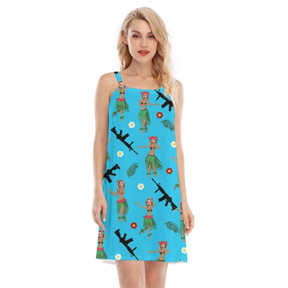 Hawaiian Girl With Gun Personalized Face Custom Cami Dress