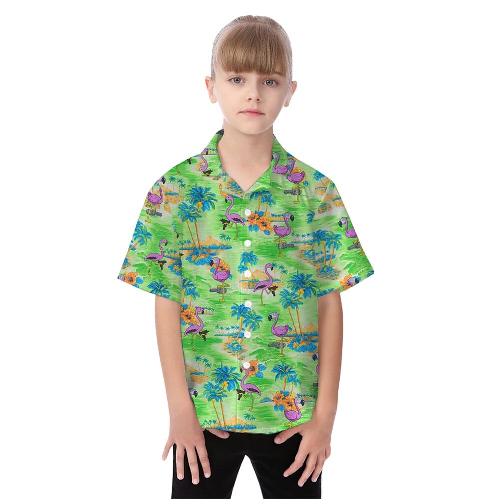 Flamingo girl hawaiian shirt