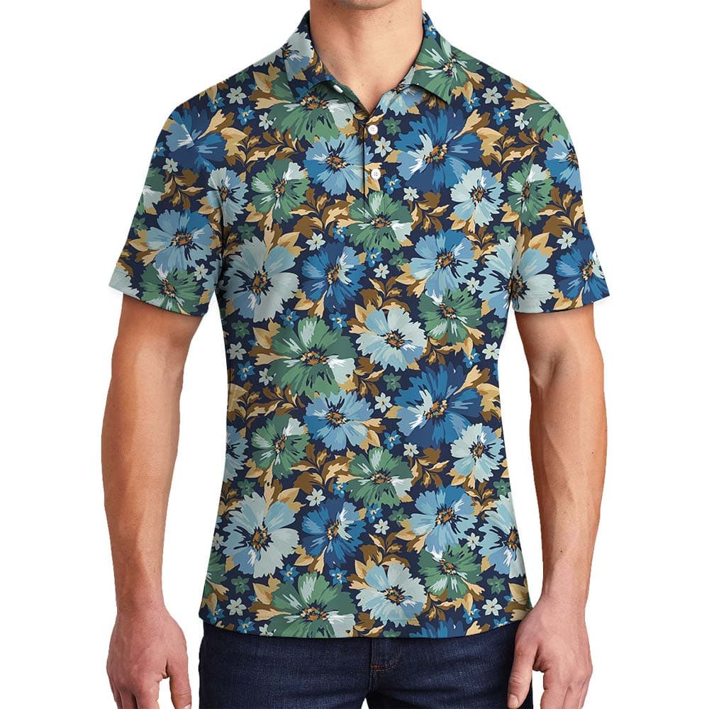 Flower Hawaiian Summer Time Polo Men