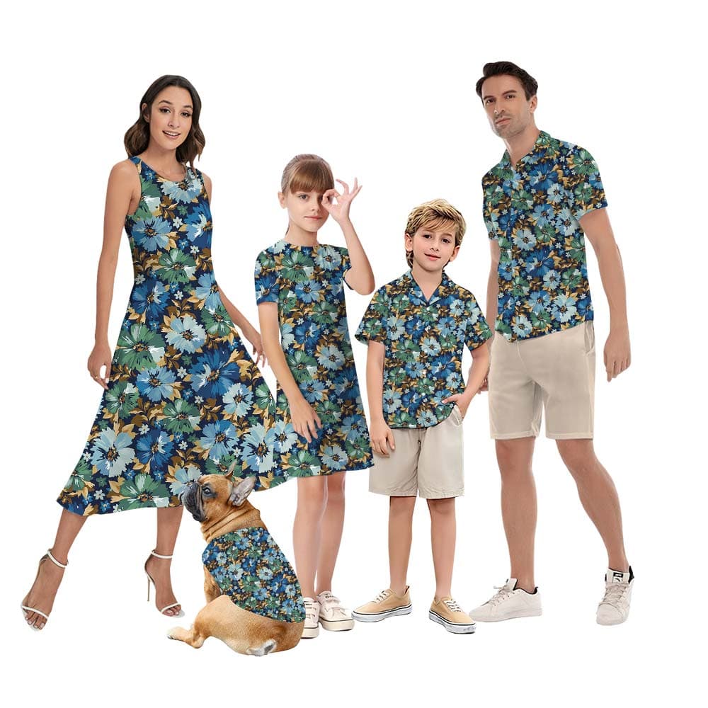 Colorful Flower Pattern Family Matching Summer Time