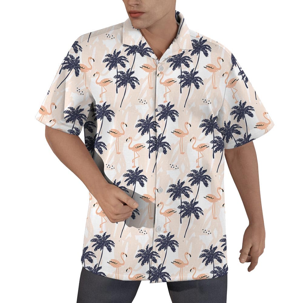 Palm Trees Flamingo Hawaiian Shirt Men