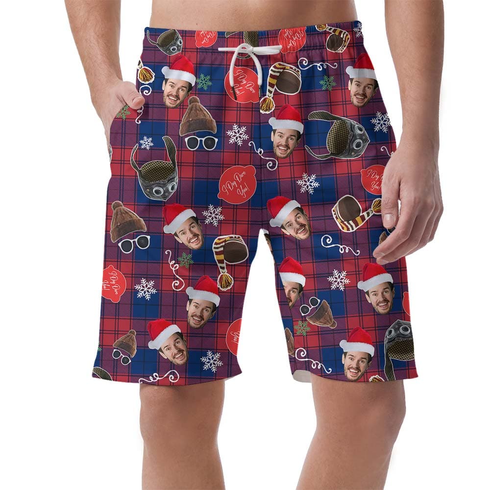 Santa Christmas Custom Men's Shorts Plaid Buffalo