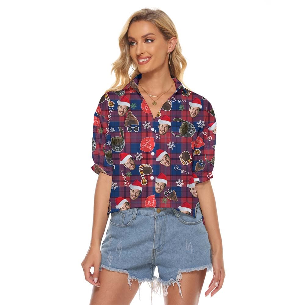 Christmas Buffalo Plaid Women's Cropped Shirt