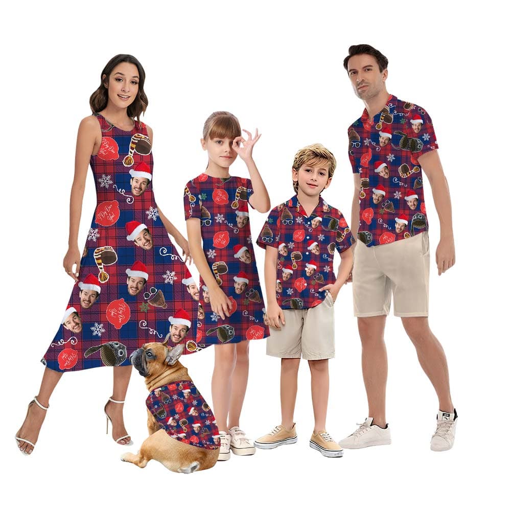 Custom Santa Family Matching Plaid Outfits