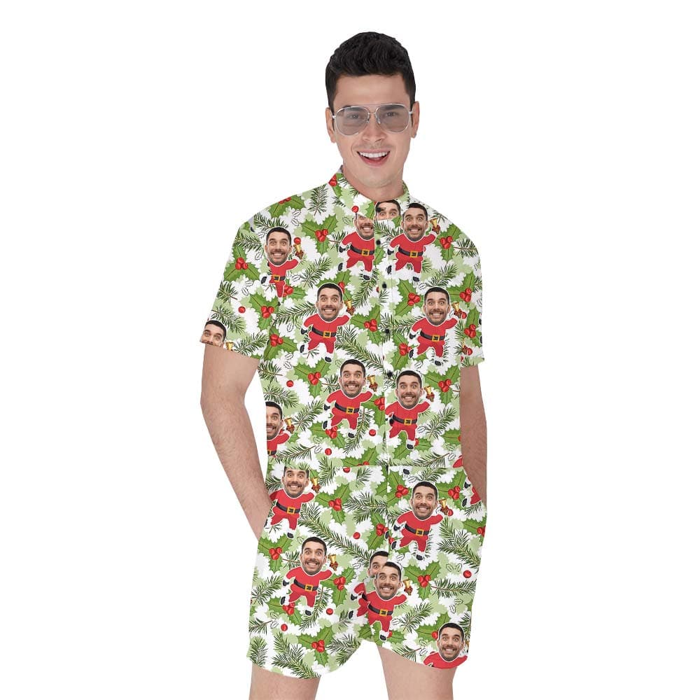 Custom Face Santa Men's Romper For Vacation