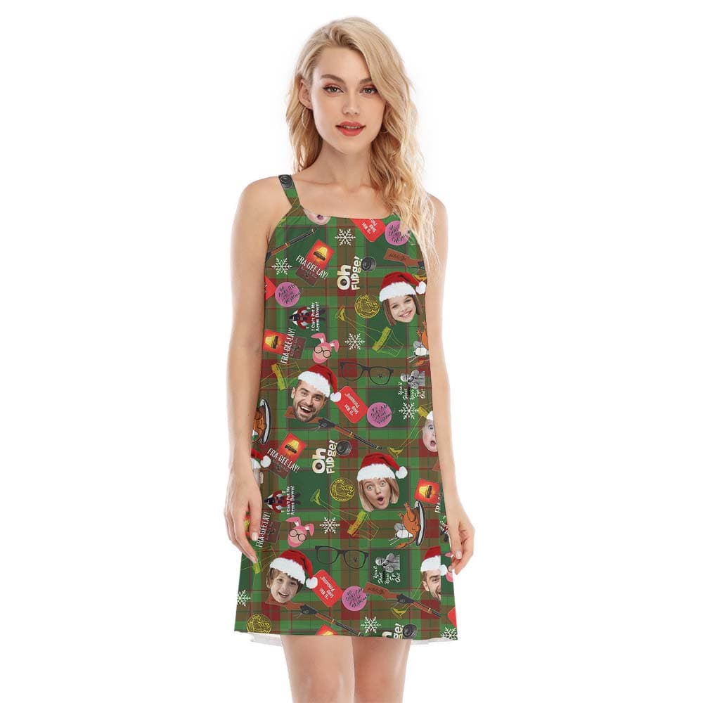Personalized Santa Cami Dress With Multiple Faces
