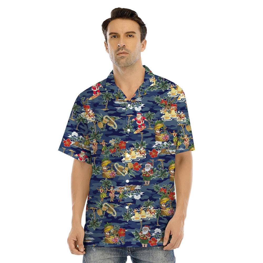 Santa man hawaiian shirt