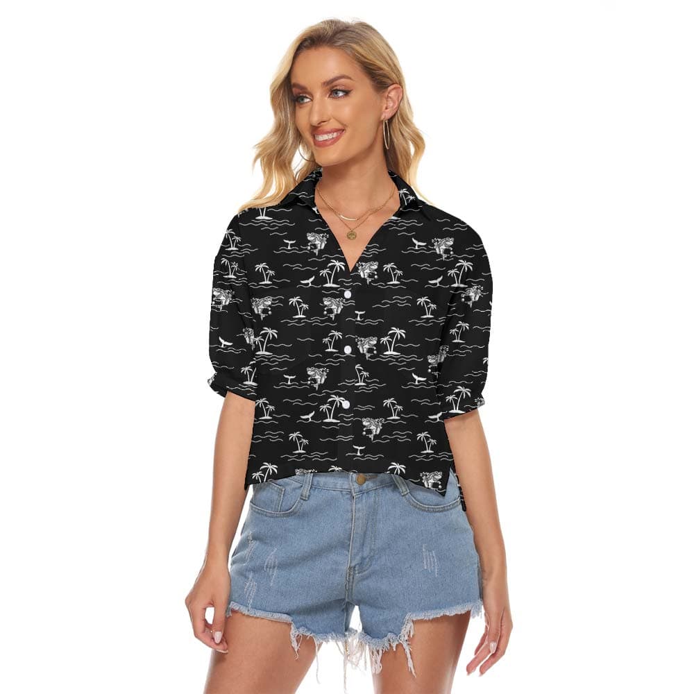 Shark Vacation Hawaiian Women's Cropped Shirt
