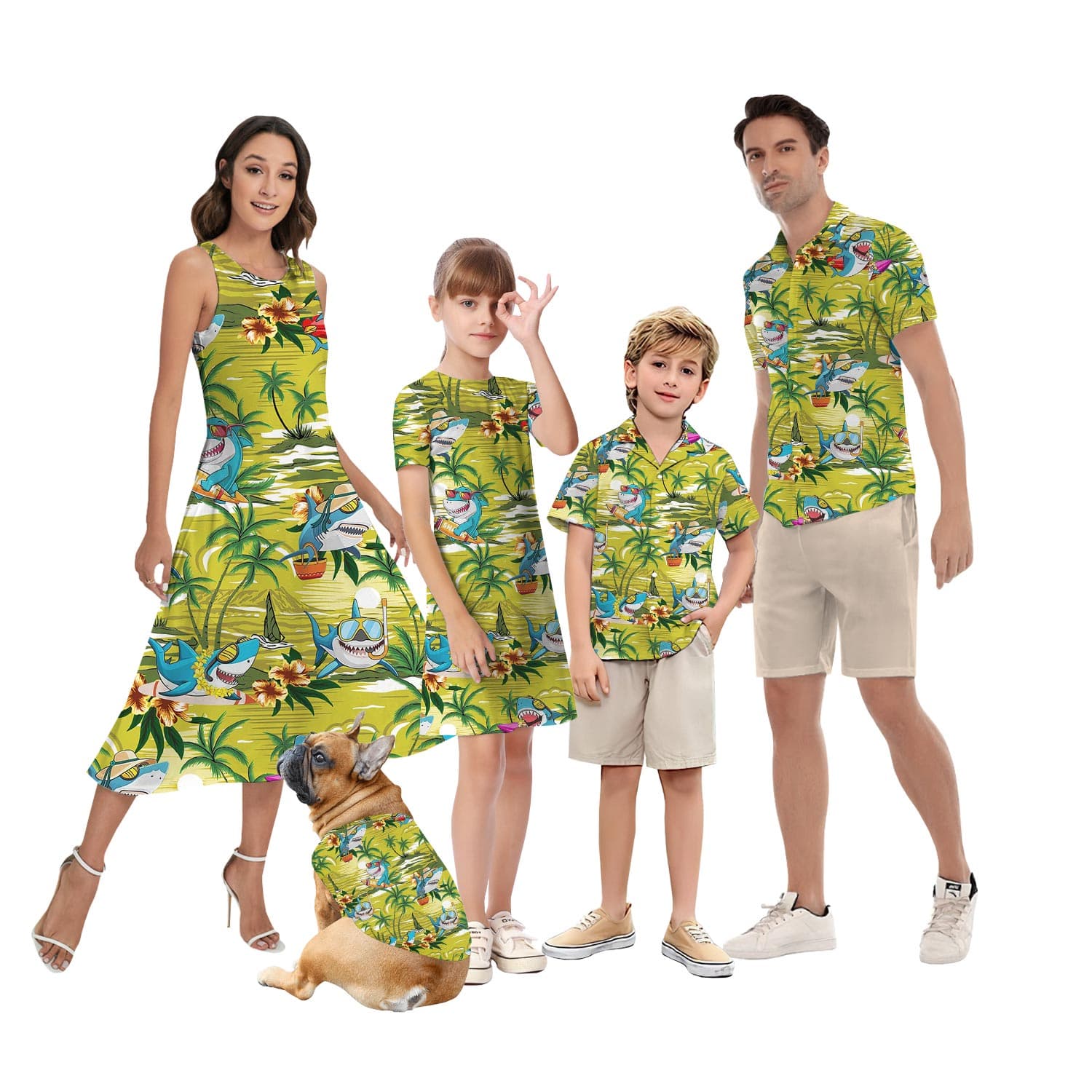 Cute Shark Family Matching Hawaiian Outfits