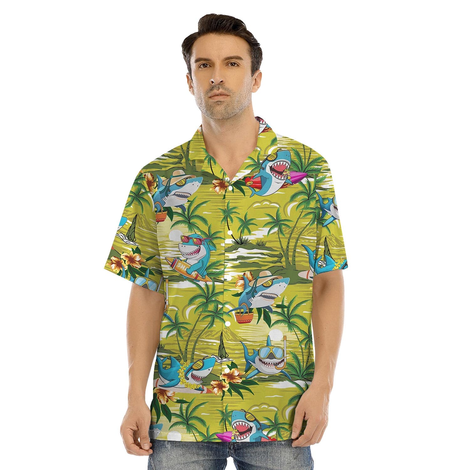 Shark man hawaiian shirt