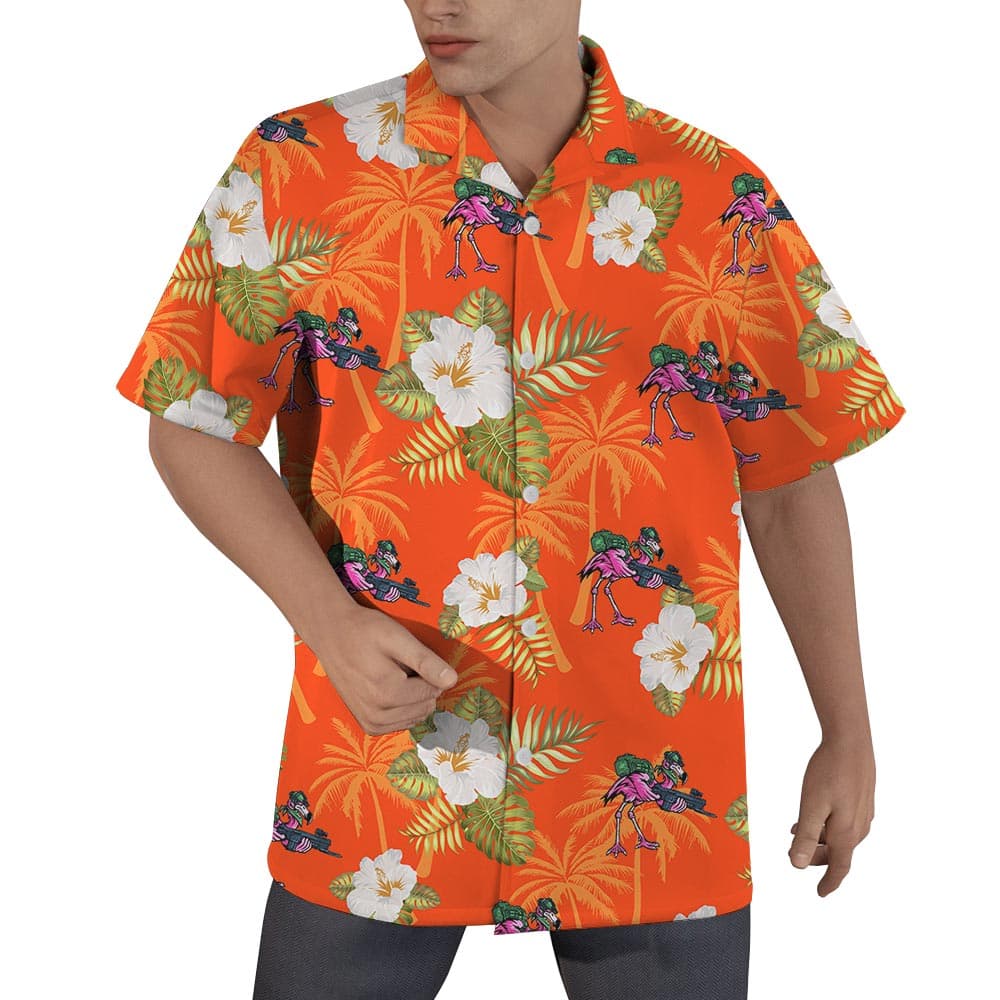Summer Flamingo With Gun Hawaiian Shirt Men