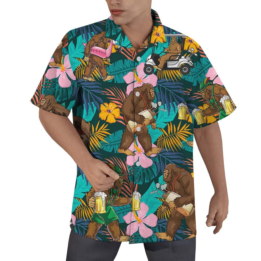 Tropical Summer Hawaiian Chimpanzee Shirt Men