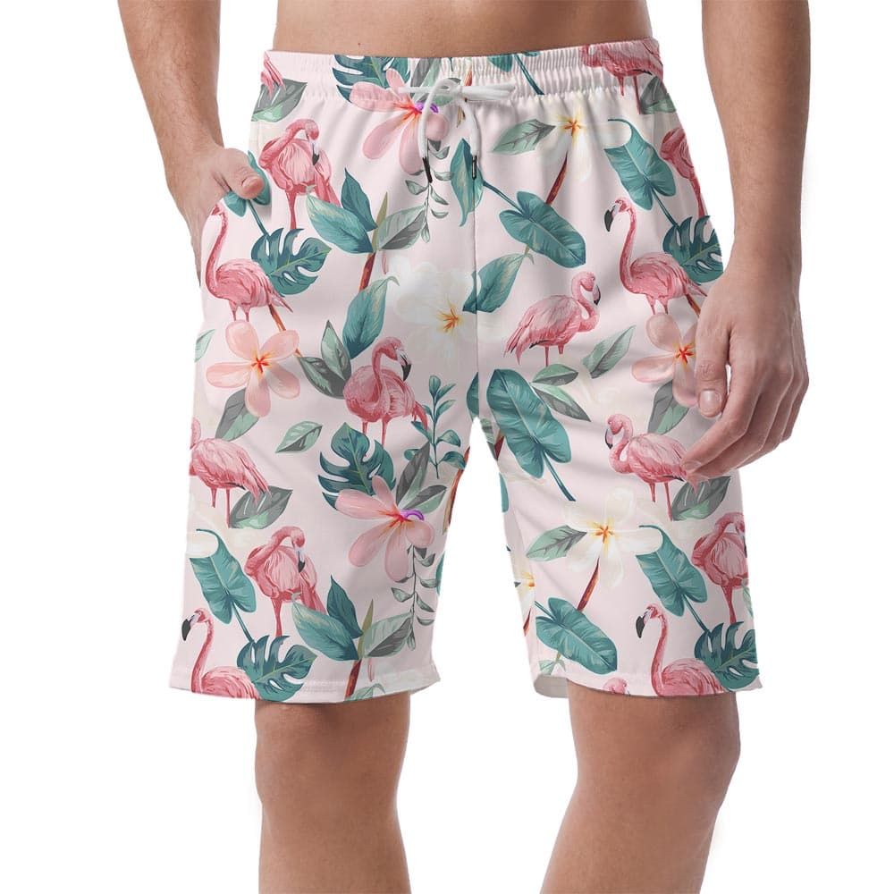Soft Pink Summer Hawaiian Shorts Men