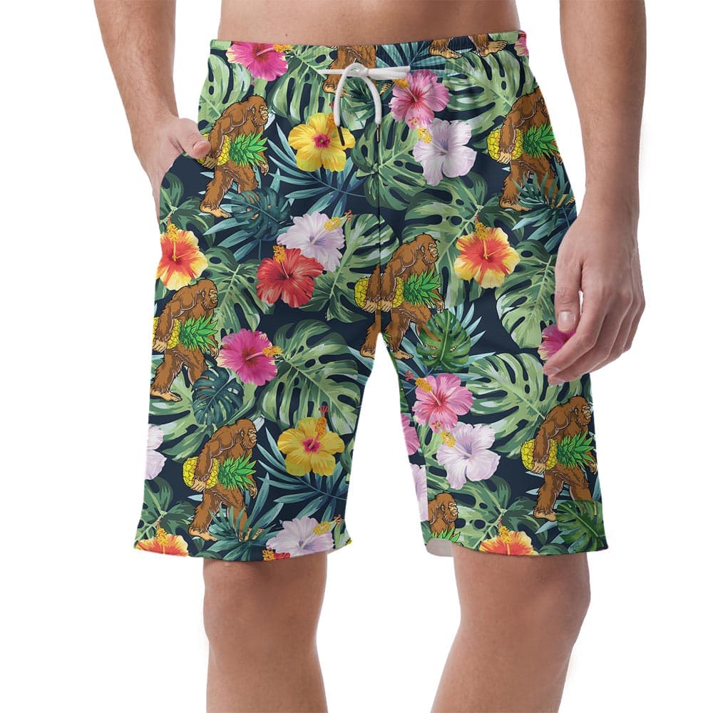 Flower Tropical Bigfoot Men's Hawaiian Shorts