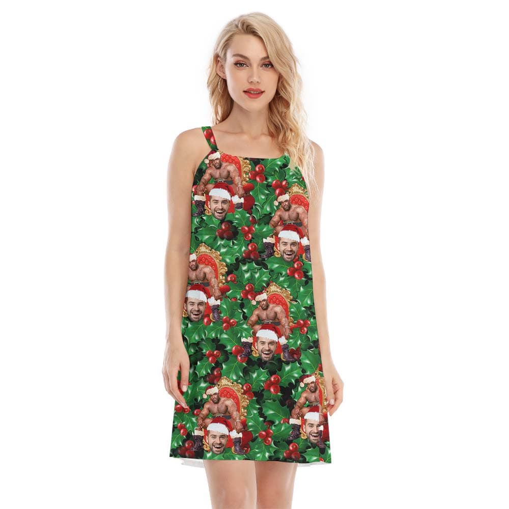 Funny Tropical Pine Tree Custom Face Cami Dress