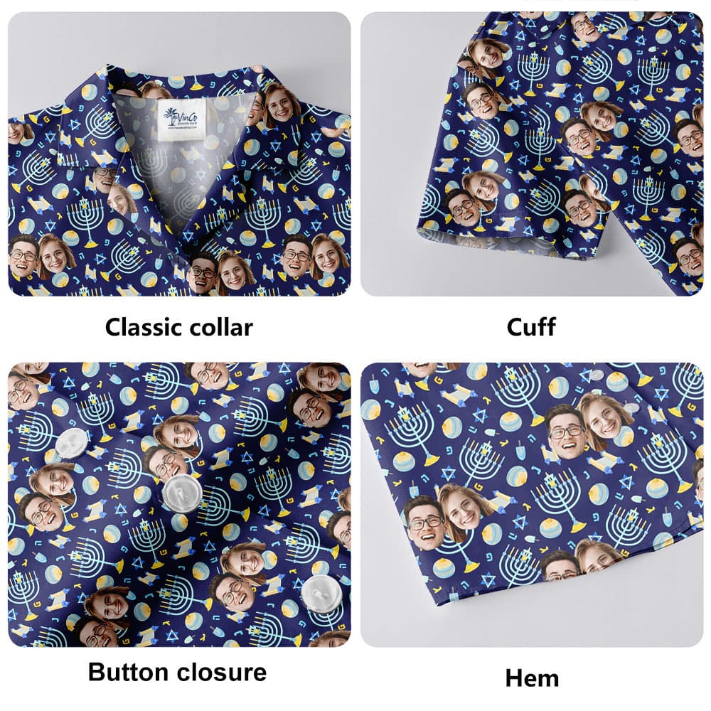 Custom Face Menorah Button Shirt6