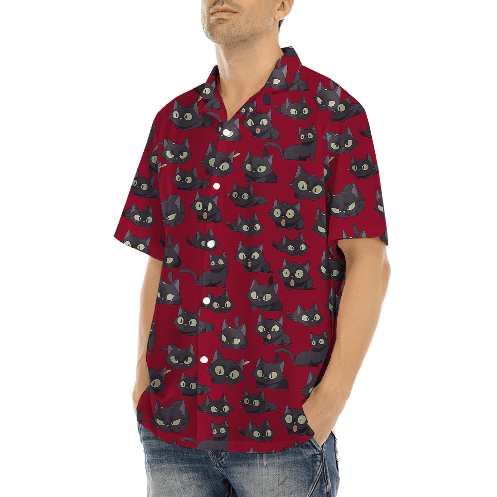 Adorable Black Cat Hawaiian Shirt (4)