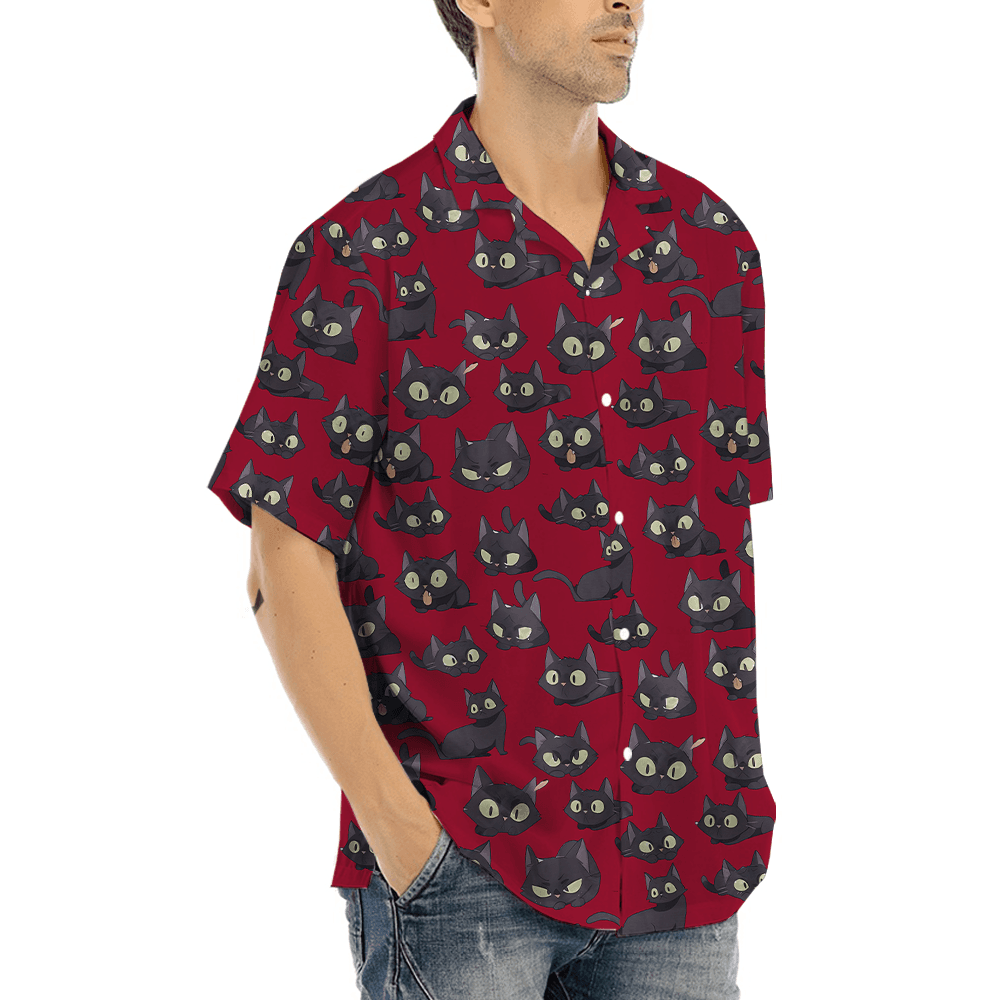 Adorable Black Cat Hawaiian Shirt (5)