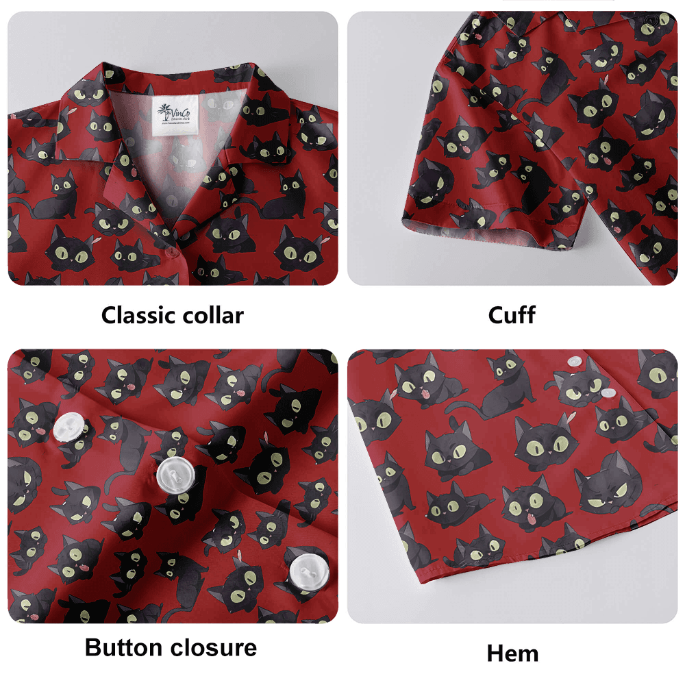 Adorable Black Cat Hawaiian Shirt (6)