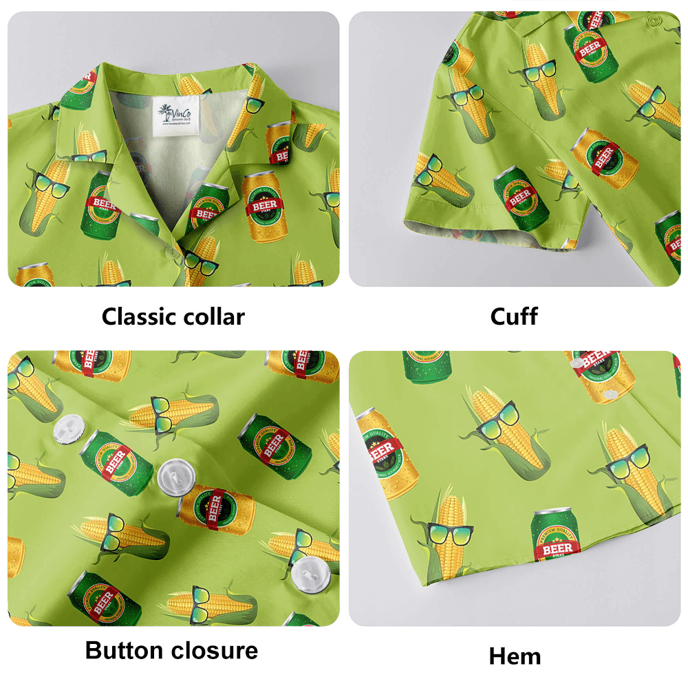 Beer And Corn Green Hawaiian Shirt