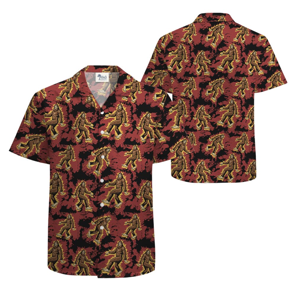 Bigfoot Fire Hawaiian Shirt (3)
