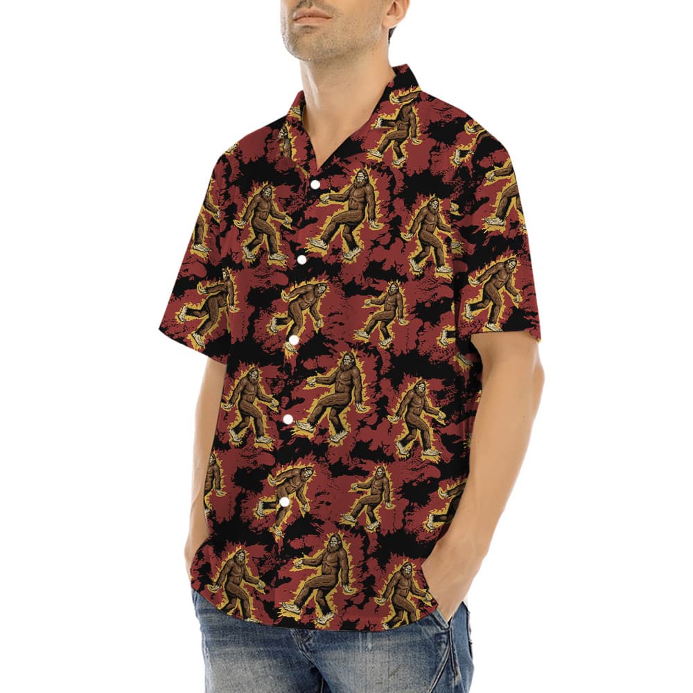 Bigfoot Fire Hawaiian Shirt (5)
