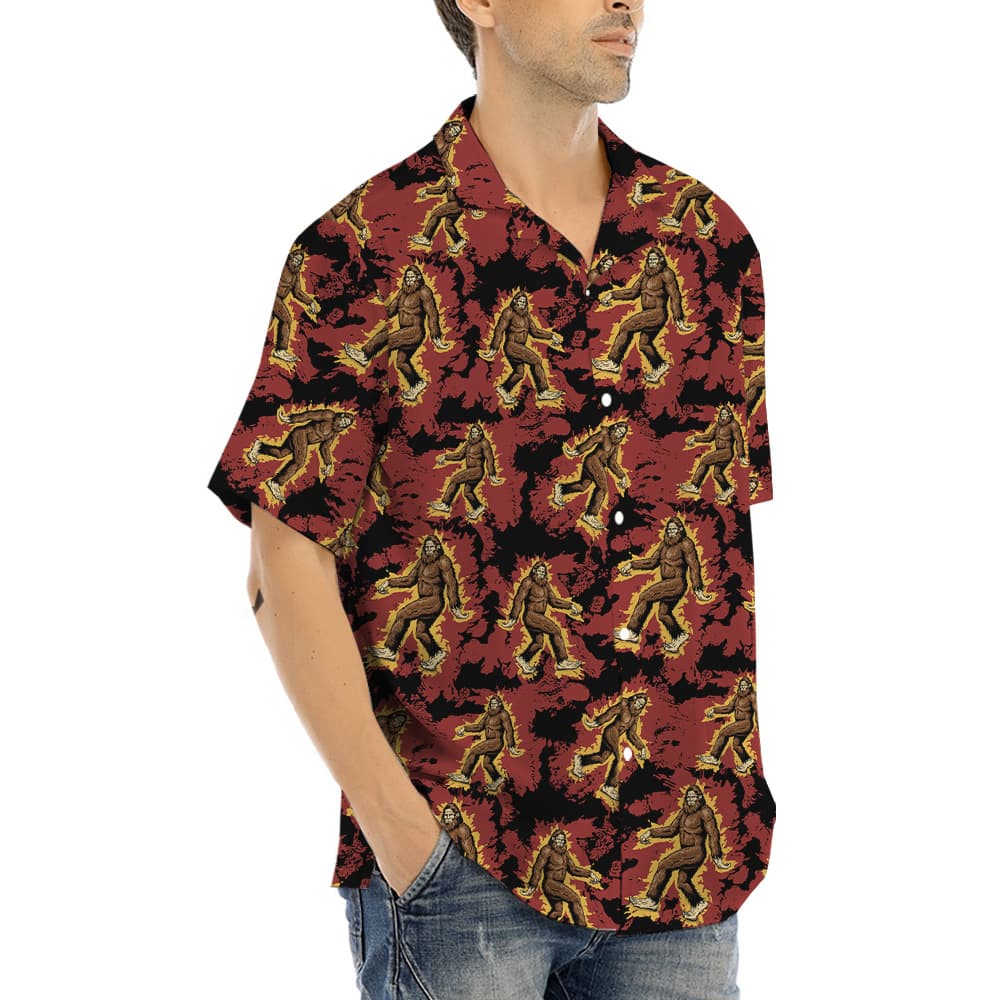 Bigfoot Fire Hawaiian Shirt (6)