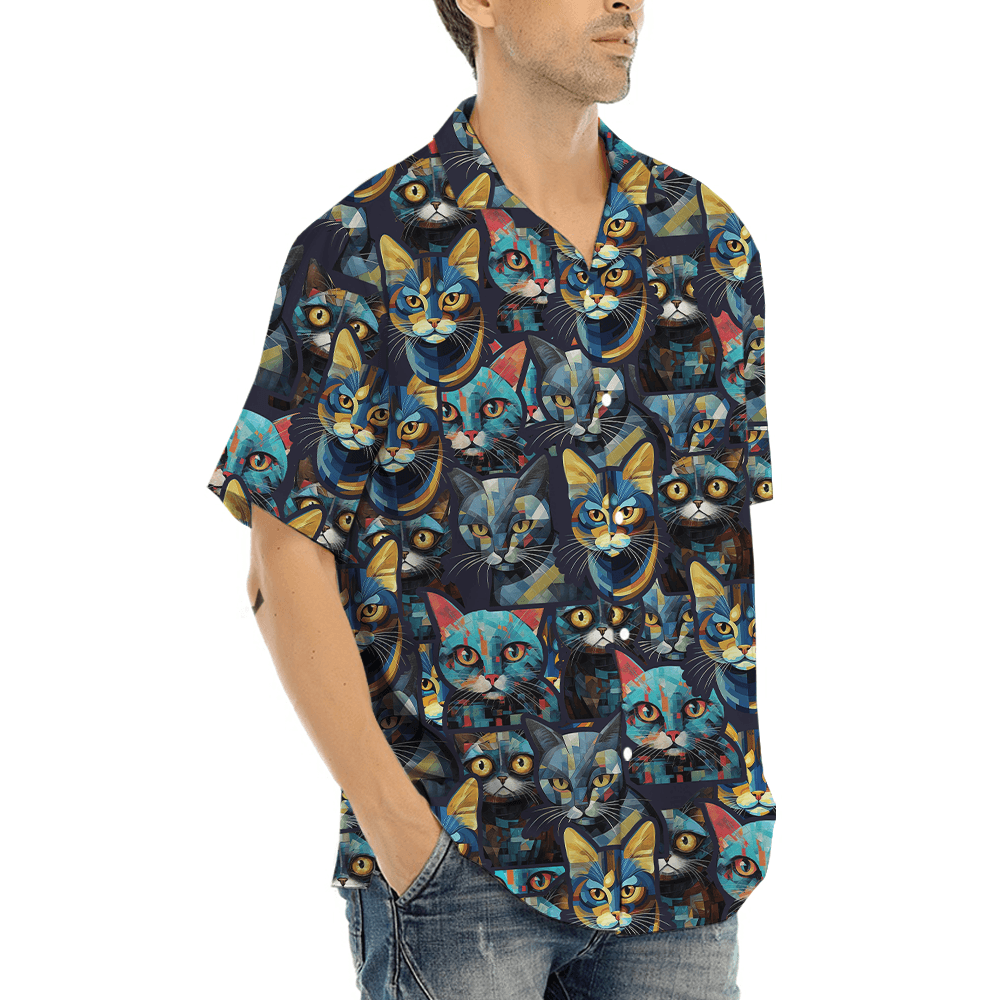 Cat Print Hawaiian Shirt (1)