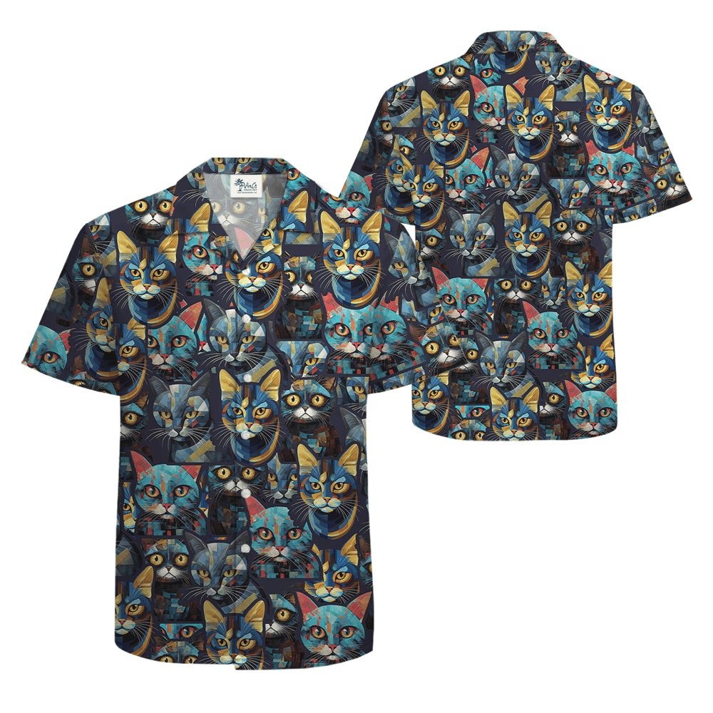 Cat Print Hawaiian Shirt (5)