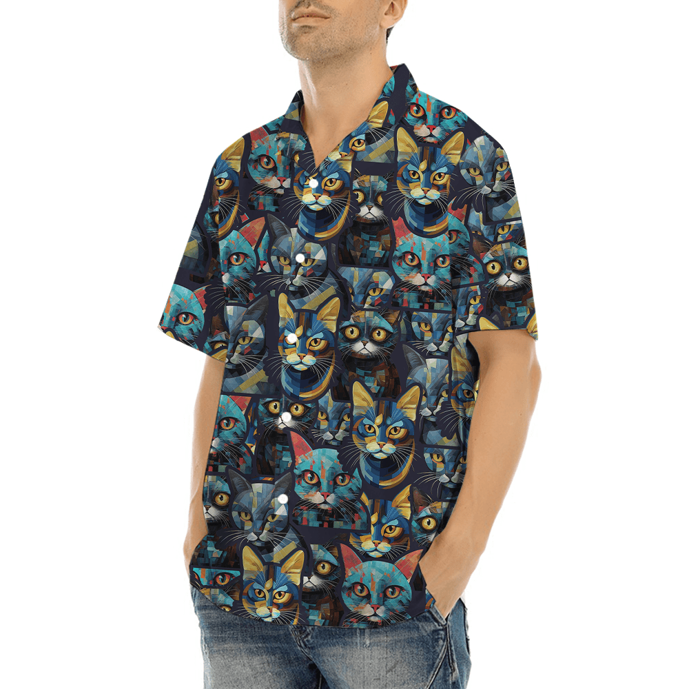 Cat Print Hawaiian Shirt (7)