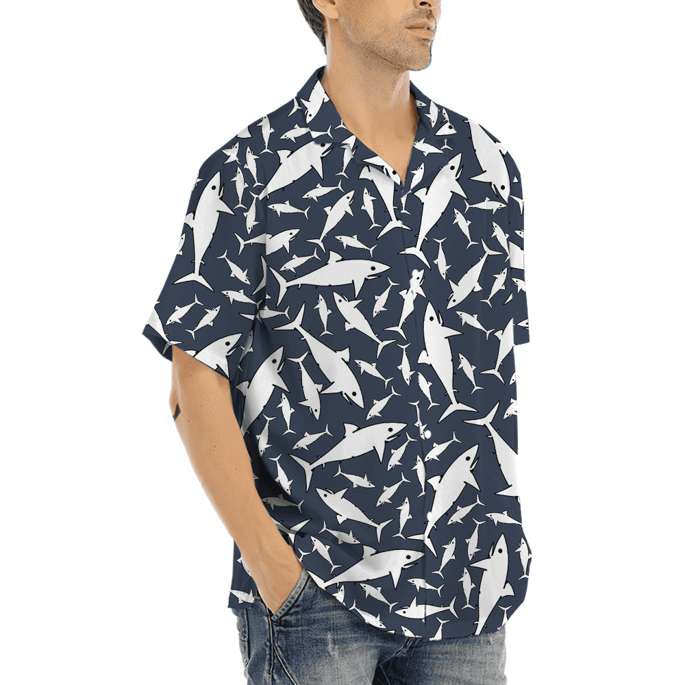 Classic Shark Navy Aloha Shirt (6)