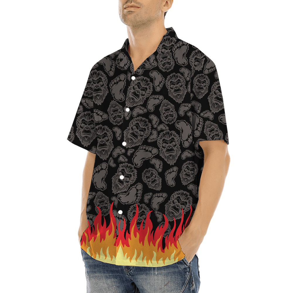 Cool Bigfoot Black Hawaiian Shirt (1)