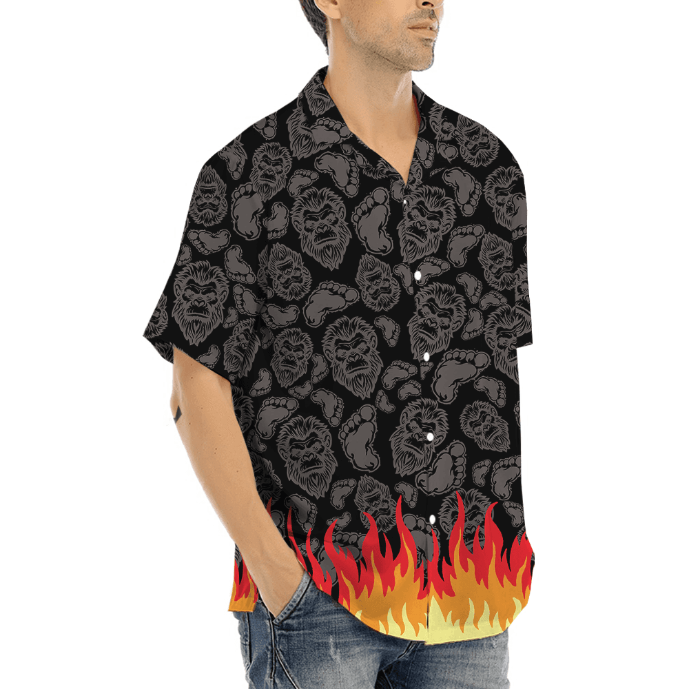 Cool Bigfoot Black Hawaiian Shirt (2)