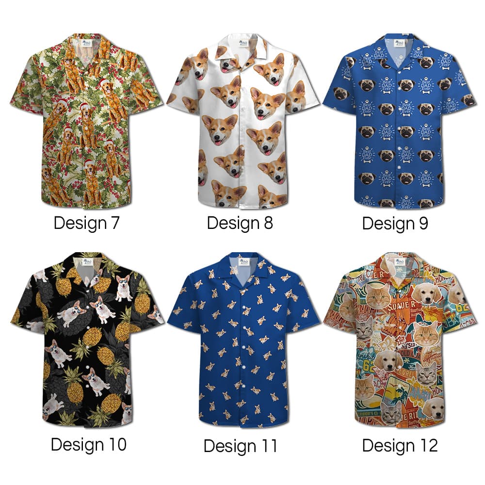 [12 Designs] Custom Dog Face Hawaiian Shirt